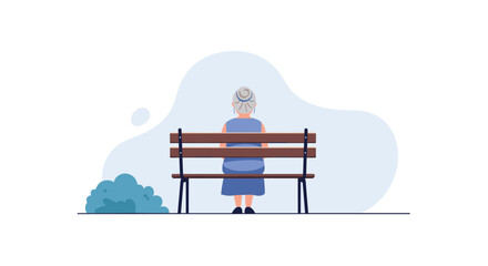 Elderly woman sitting alone on a park bench enjoying a quiet moment outdoors