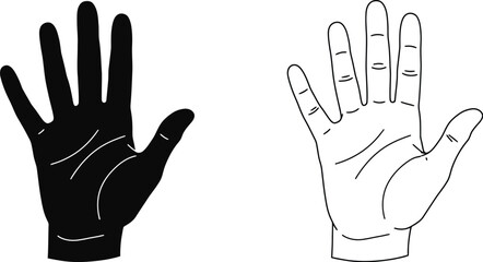 Open Human Hand Silhouettes & Outline Set