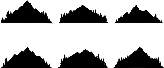 Obraz premium mountain silhouette, mountain range vector, black 