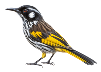  realistic painting of a new holland honeyeater isolated on white background PNG, AI GENERATED