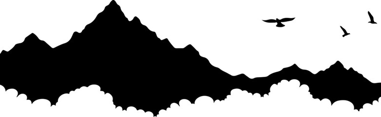  mountain range vector, black  bundle