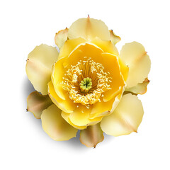 Bright yellow cactus flower blooming on a Transparent Background