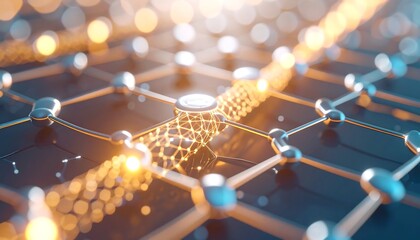 Modern network connection with vibrant glowing digital data stream for cutting edge technology concepts