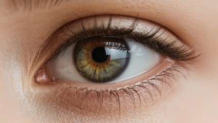 Obraz premium Closeup of a vibrant human eye with detailed iris and lush eyelashes