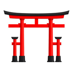  Japanese torii arch gate isolated on transparent background 
