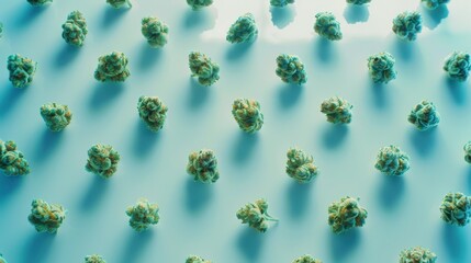 Pharmaceutical Cannabis Buds Neatly Arranged in Cleanroom Setting