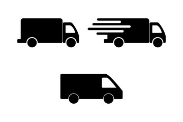 Delivery Van and Truck Silhouette Vector Icon Set