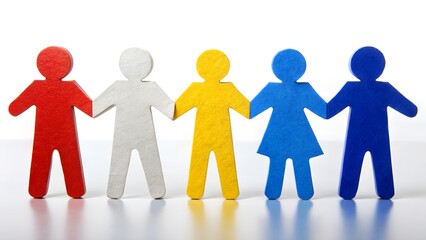 Colorful Paper Cutouts Holding Hands Depicting Unity and Diversity