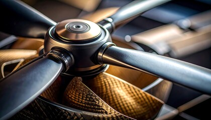 Sleek modern drone propeller with golden accents showcases innovative engineering excellence and precise design