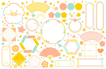 かわいい和風フレームベクターイラストセット 秋