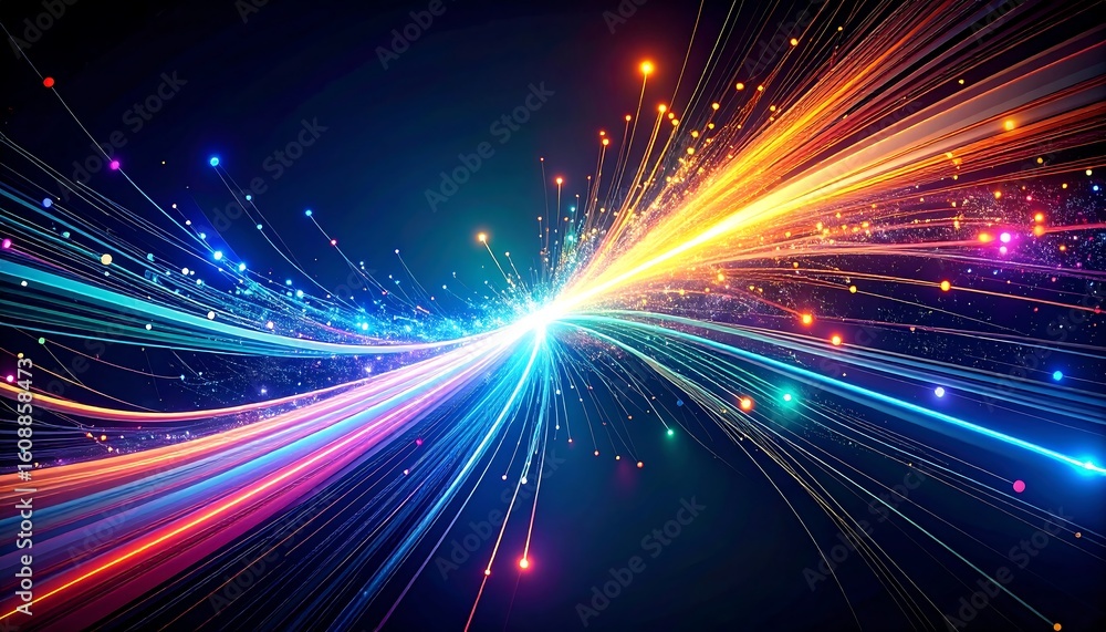 Poster dynamic abstract light trails create a stunning modern background for technology and innovation proj