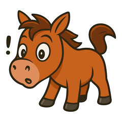 Cartoon horse surprised concern shocked