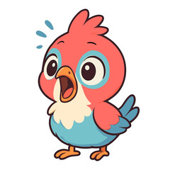 Shocked cartoon bird and open mouth