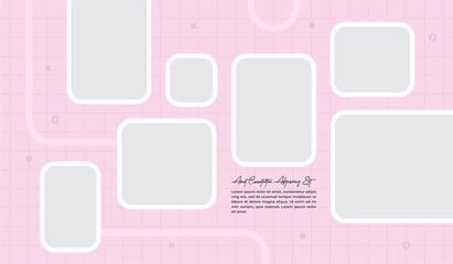 Pictures or photos frame collage, page grid layout abstract photo frames and digital photo wall template