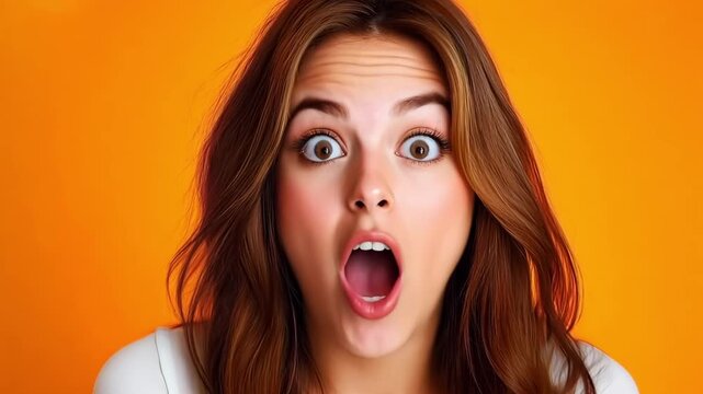 A woman with a surprised look on her face