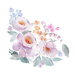Flowers watercolor, gentle Bouquet, abstract.