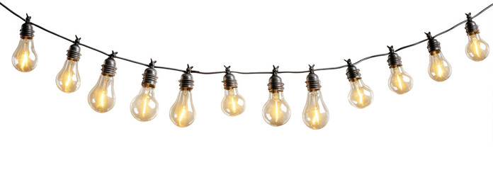 string lights bulbs isolated on white