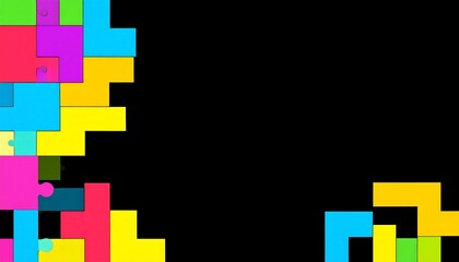 Colorful pixelated puzzle pieces