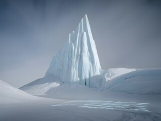Jagged Iceberg Peak Against Sky snow blue