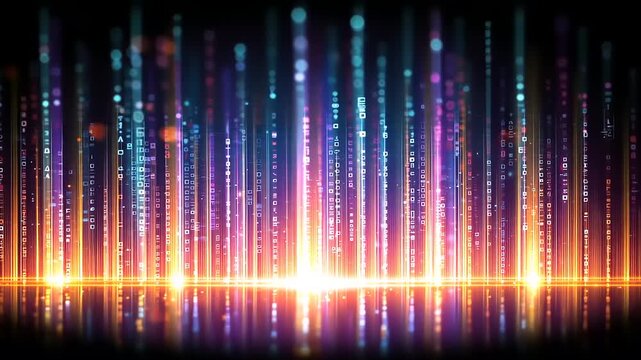 Digital binary code background with glowing effect