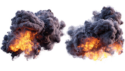 realistic dark smoke clouds on white background