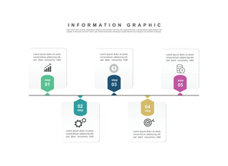 design template banner infographic. 5 step process information or presentation with icons