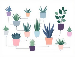 a minimalist- flat design illustration of a collec enhance