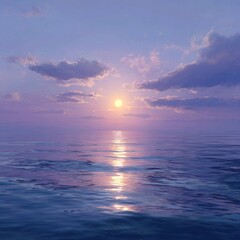 Obraz premium Serene sunset over a calm ocean