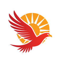 Retro Eagle Flying Across a Bold Sun Vintage American Patriotic Design