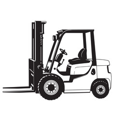 Fototapeta premium Black and white illustrated forklift truck equipment silhouette suitable for warehouse logistics
