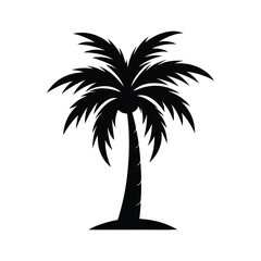 Elegant date palm tree depicted as a stark black silhouette isolated on a clean white background perfect for design isolated on white background