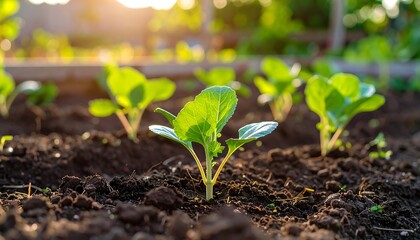 Young sprouts in rich soil