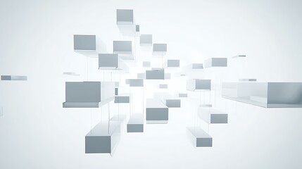 Obraz premium Abstract suspended cubes on a white background
