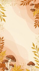 Autumn seasonal background with leaves and mushrooms for invitations and greeting cards