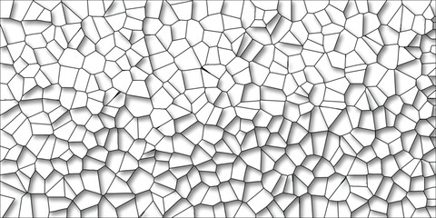 Obraz premium Abstract cellular structure graphic with black lines and white fills forming a complex geometric pattern of cells with shaded areas creating depth and texture.