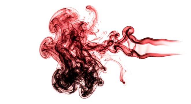 Abstract red ink cloud swirling and diffusing in water isolated on transparent background - Powered by Adobe