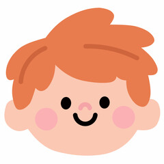 Happy boy with red hair and bright eyes, cartoon flat illustration perfect for child characters and avatar icons.