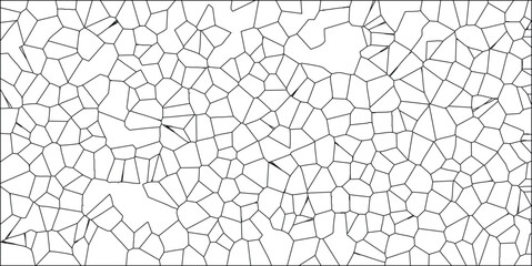 Abstract geometric pattern of irregular polygonal shapes with black lines on a white background decorative design