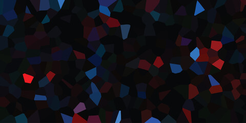 Abstract mosaic of geometrical shapes featuring shades of red blue and dark colors for artistic design and backgrounds