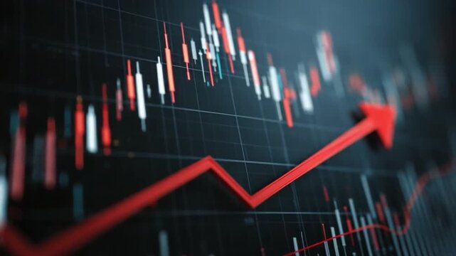 Financial Growth Visualized: A dynamic graphic vividly illustrates the trajectory of financial growth, with vibrant red arrows charting a course towards upward trends in the economy.