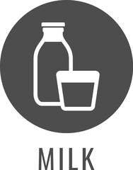 A milk dairy lactose bottle and glass food allergy icon concept. Possibly an icon for the allergen or allergy.