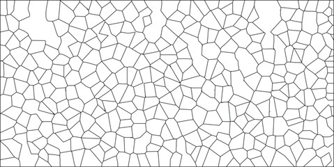 Abstract polygonal geometric pattern featuring a network of interconnected lines and cells forming a visually complex black and white design suitable for various backgrounds.