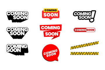 A collection of bold and modern "Coming Soon" typography designs in various styles, perfect for marketing, promotions, banners, and product launch announcements.