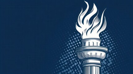 Illustration of a Happy 4th of July Banner design showing an interpretation of a liberty torch