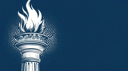 Illustration of a Happy 4th of July Banner design showing an interpretation of a liberty torch