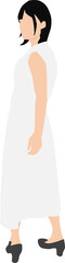 夏服(ワンピース)を着た女性のイラスト