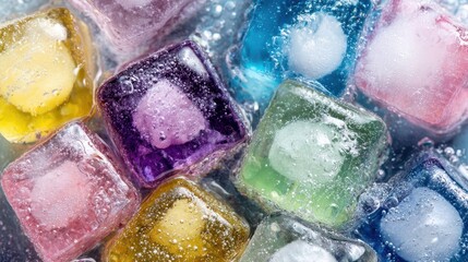 colorful ice cubes