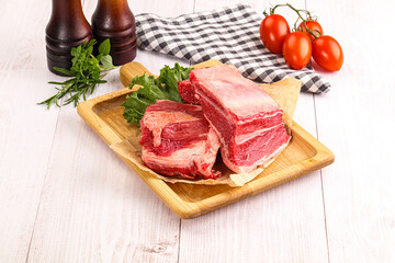 Raw beef rib for cooking