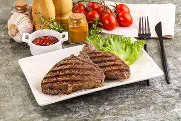 Delicus grilled beef steak with sauce