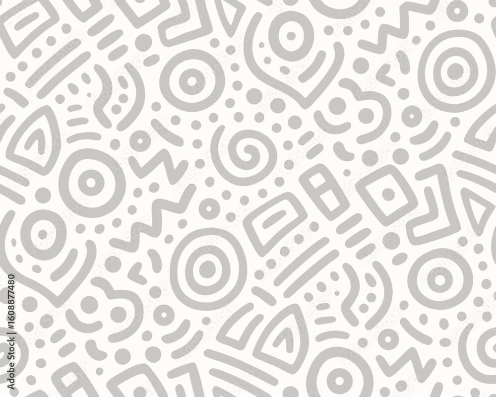 Poster abstract hand drawn gray doodle pattern creating seamless background design for various applications